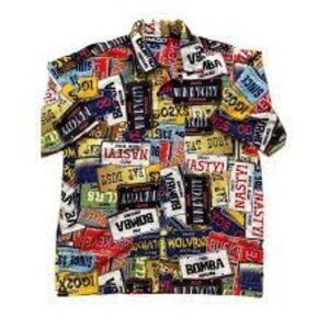 Vintage Paco Men’s Y2K License Plate Dadcore Hipster Camp Shirt Size 5X